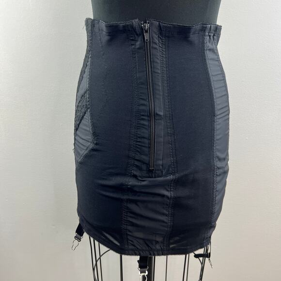 RAGO New York Open Black Bottom Girdle Corset Nylon Stretch Side Zipper Large 30 - Picture 4 of 8